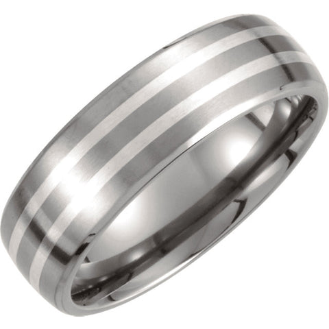 Band > Finish > Satin > 7mm > Inlay > Silver > Titanium & Sterling
