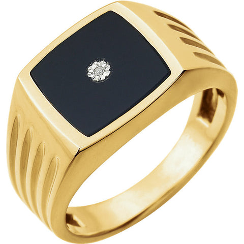 Ring > Diamond > .004 CTW > & > Onyx > Men's