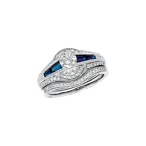 Set > Bridal > Diamond & Sapphire > 1/10 CTW