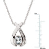 Necklace > 18" > Diamond > .08 CTW > & > Aqua > Oval > 7x5