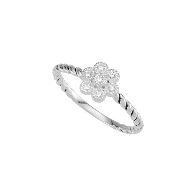 8 > Ring > Flower > CZ > 8mm > Fashion > Stackable