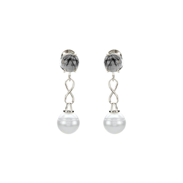 Earrings > Pearl > Cultured > Quartz & Freshwater > Tourmalinated