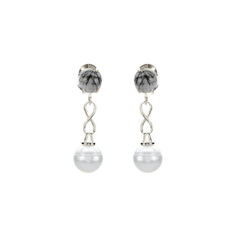 Earrings > Pearl > Cultured > Quartz & Freshwater > Tourmalinated