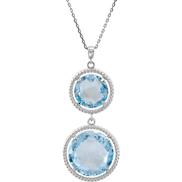 Necklace > 18" > Rope-Styled > Topaz > Blue > Sky > Round > 12mm & 16mm