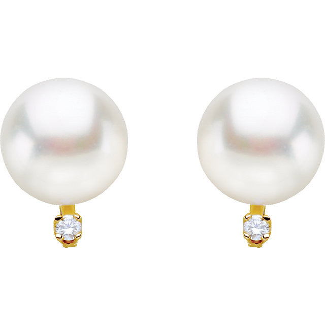 Earrings > Diamond > .02 CTW > & > Pearl > Freshwater > 6-6.9mm