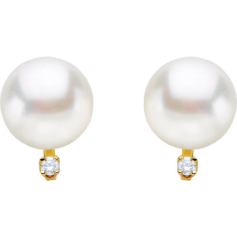 Earrings > Diamond > .02 CTW > & > Pearl > Freshwater > 6-6.9mm