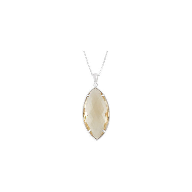 Necklace > 18" > Quartz > France > De > Rose > 28x14mm