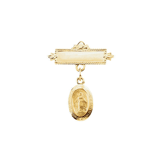 Brooch > Baptismal > Medal > Miraculous > 12x8mm