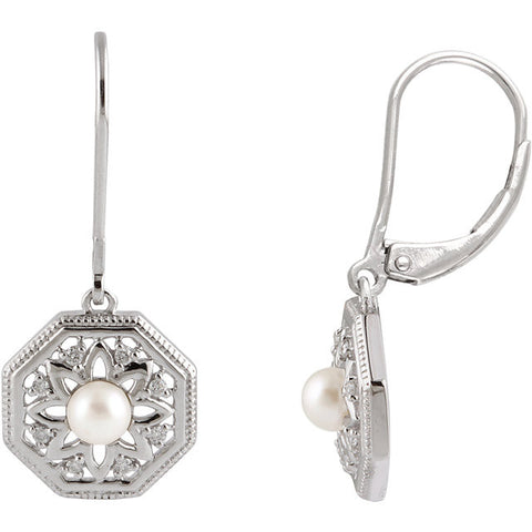 Earrings > Diamond > CTW > 9/Pearl & 9 > Cultured > Freshwater