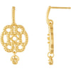 Earrings > Dangle > Diamond > .03 CTW > & > Garnet > Mozambique > Design > Granulated