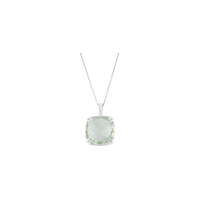 Necklace > 18" > Quartz > Green > 16x16mm