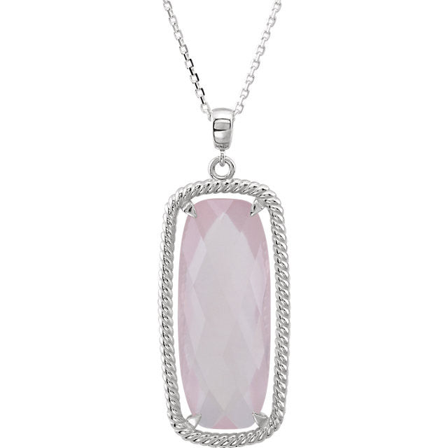 Necklace > 18" > Quartz > Rose > Cushion > Antique