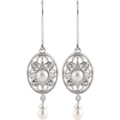 Earrings > Diamond > .05 CTW > & > Pearl > Cultured > Freshwater