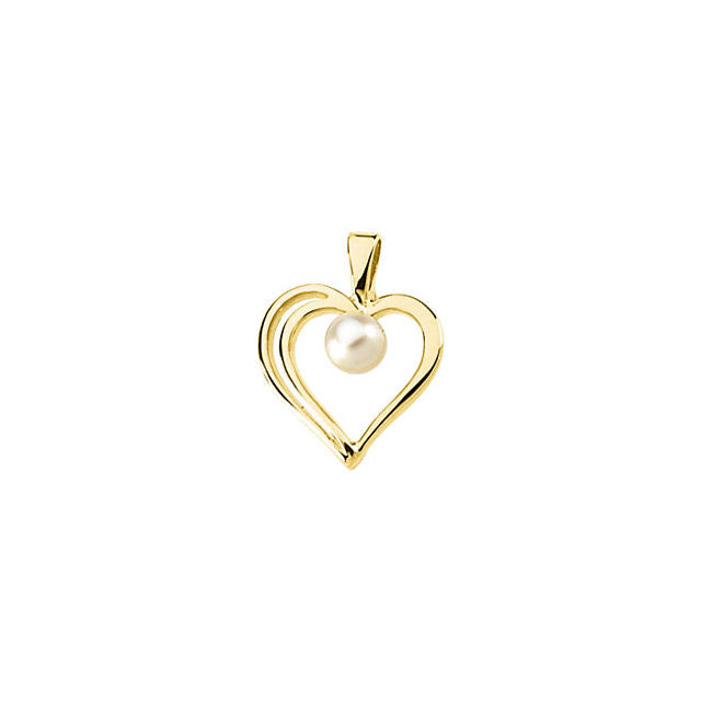 Pendant > Heart > Pearl > Cultured > Akoya