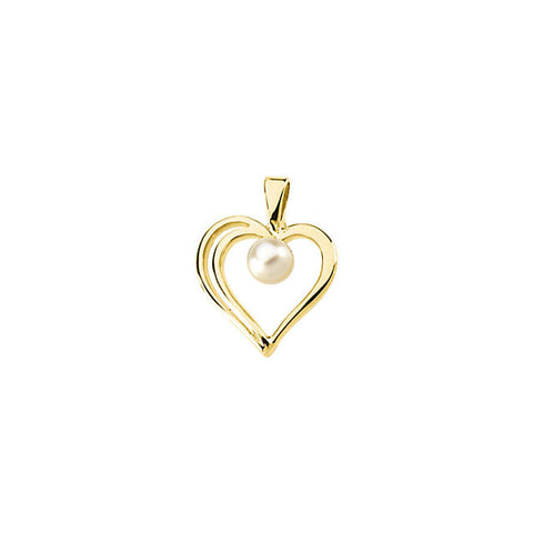 Pendant > Heart > Pearl > Cultured > Akoya