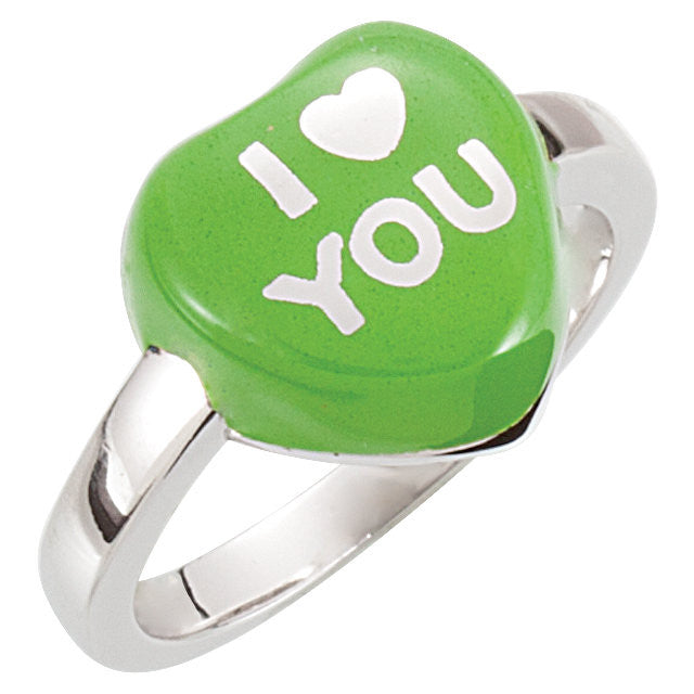Ring > Shaped > Heart > You" > Heart > "I > Enamel > Yellow