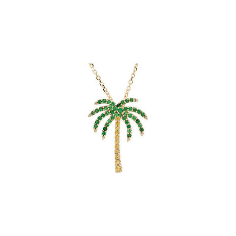Necklace > Tree > Palm > Sapphire > Yellow > and > Garnet > Tsavorite > Genuine