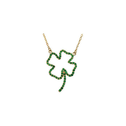 Necklace > Clover > Garnet > Tsavorite > Genuine