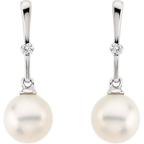Earrings > Diamond > .06 CTW > & > Pearl > Freshwater