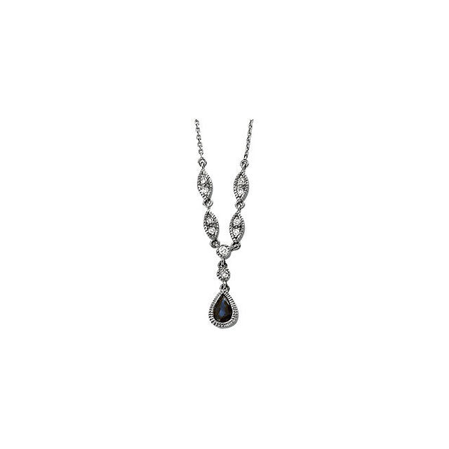 Necklace > Sapphire & Diamond > Blue > Genuine