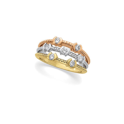 Band > Anniversary > Diamond > 1/2 CTW > White & Yellow > Rose, > 14kt