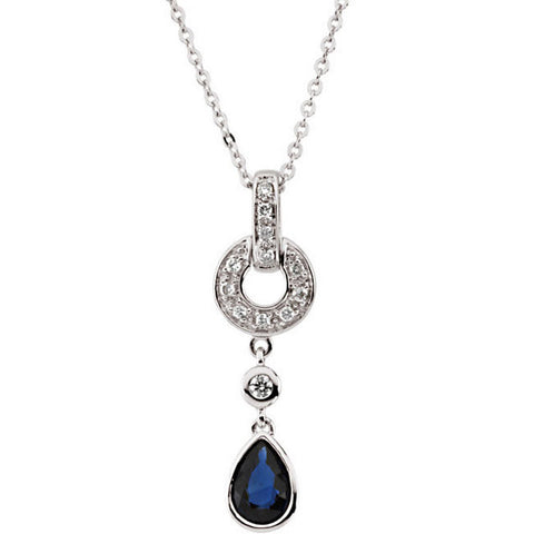 Necklace > Sapphire & Diamond > Blue > Genuine