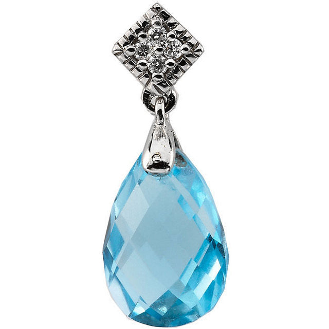 Pendant > Diamond > .04 CTW > & > Topaz > Blue > Swiss > Whtite > 14kt