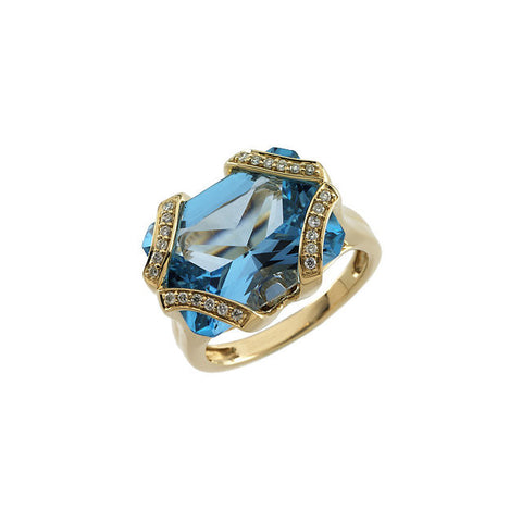 Ring > Topaz & Diamond > Blue > Swiss > Radiant-Cut > Genuine