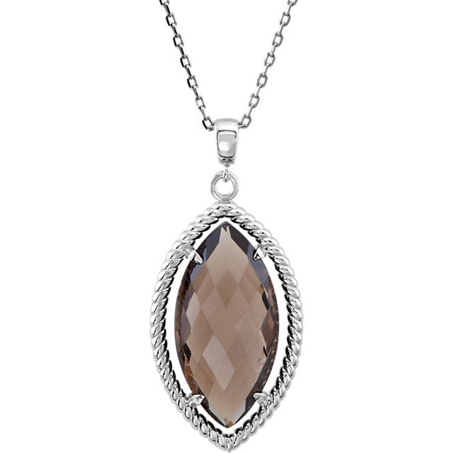 Necklace > 18" > Rope-Styled > Quartz > Smoky > Shaped > Marquise