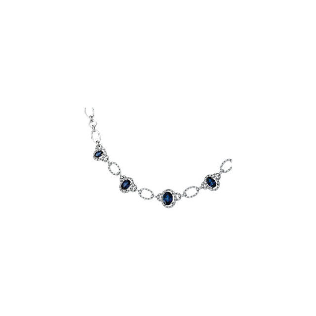 Necklace > 18" > Sapphire > Diamond & Blue > 3/4 CTW