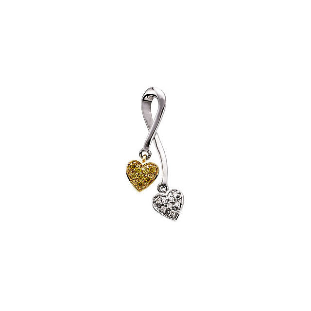 Pendant > Heart > Double > Diamonds > Yellow & White > Natural > .08 CTW