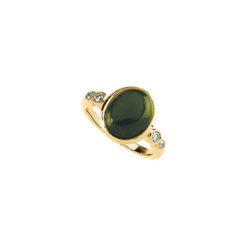 Ring > Cabochon & Diamond > Jade > Genuine