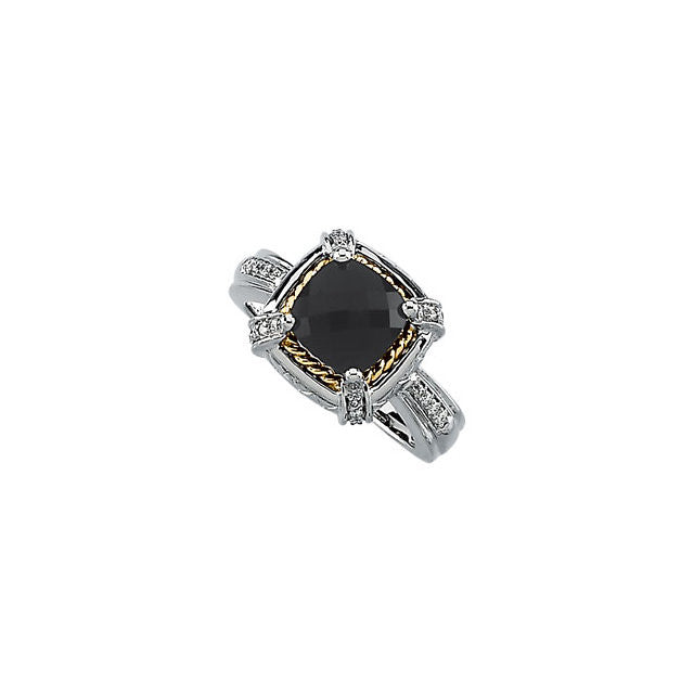 Ring > Onyx > White & 18kt > 1/8 CTW > Yellow > White & 18kt > 14kt