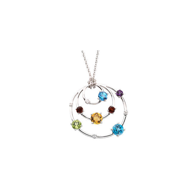 Necklace > 18" > Diamond > .05 CTW > & > Multi-Gemstone