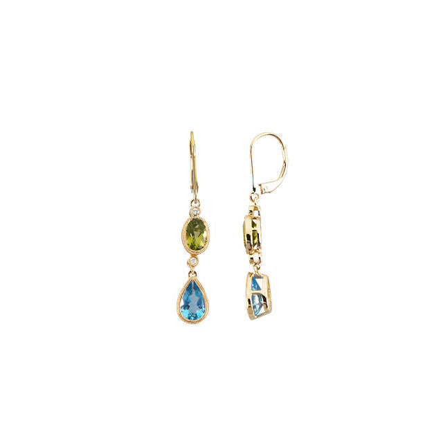 Earrings > Diamond > .04 CTW > & > Topaz > Blue > Swiss > Peridot,