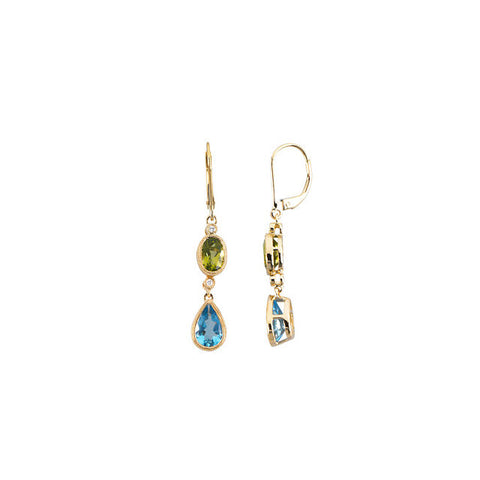 Earrings > Diamond > .04 CTW > & > Topaz > Blue > Swiss > Peridot,