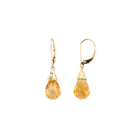 Earrings > Briolette > Citrine > Yellow > 14kkt