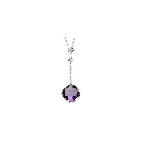 Necklace > Diamond > .04 CTW > & > Amethyst > Checkerboard