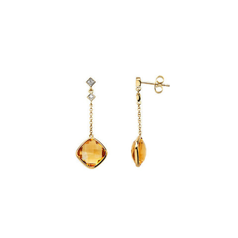 Earrings > Diamond > .05 CTW > & > Citrine