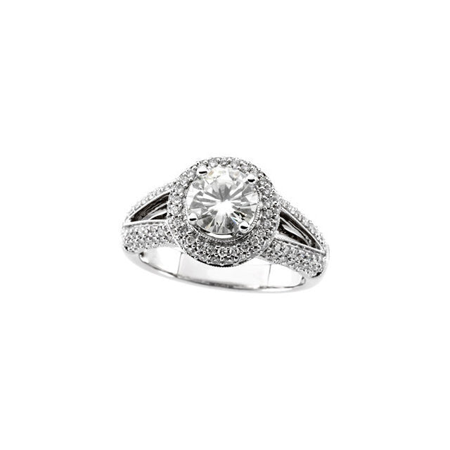 Ring > Moissanite > Created > Diamond & 7mm > 9/10 CTW