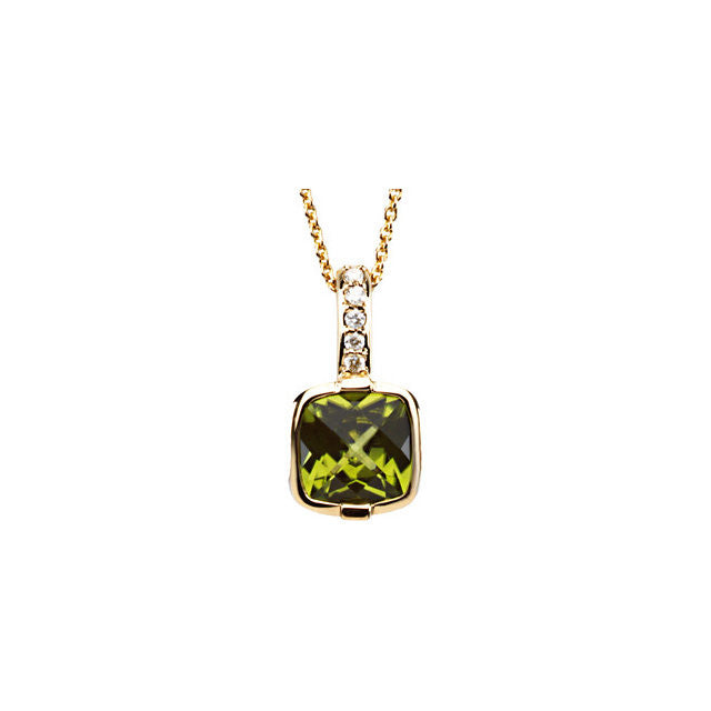Necklace > Diamond > .05 CTW > & > Peridot > Checkerboard
