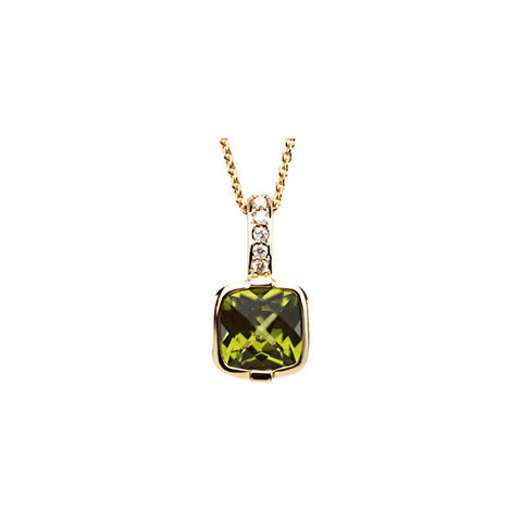 Necklace > Diamond > .05 CTW > & > Peridot > Checkerboard