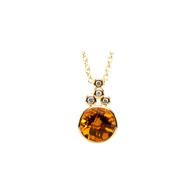 Necklace > Citrine & Diamond > Checkerboard > Genuine