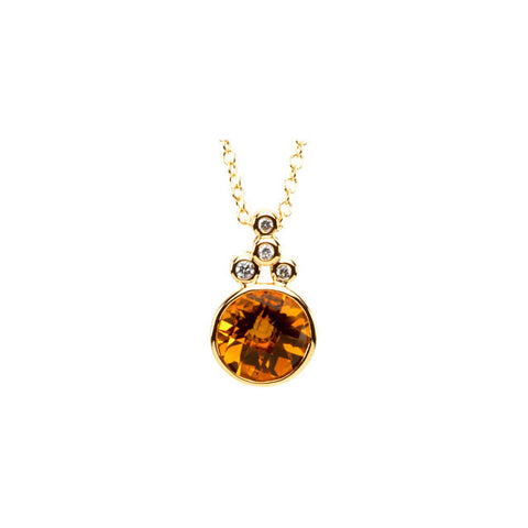 Necklace > Citrine & Diamond > Checkerboard > Genuine