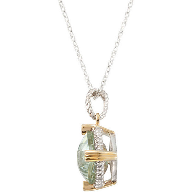 Pendant > Quartz > Green > Genuine > yellow > Silver & 14kt > Sterling