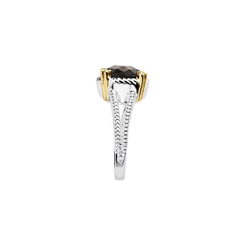 Ring > Quartz > Smoky > yellow > Silver & 14kt > Sterling