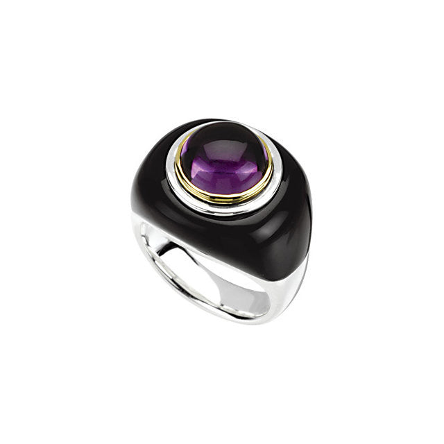 Ring > Dome > Onyx & Amethyst > Genuine
