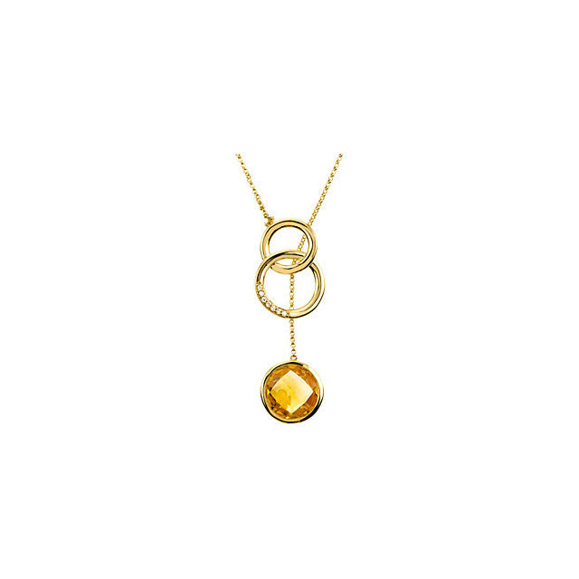 Necklace > Citrine & Diamond > Checkerboard > Genuine