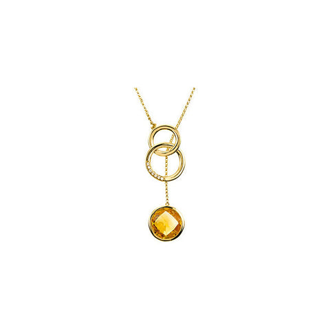 Necklace > Citrine & Diamond > Checkerboard > Genuine
