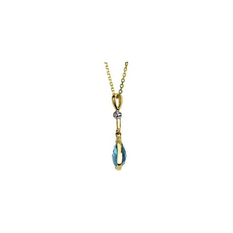 Pendant > Topaz & Diamond > Blue > Swiss > Genuine